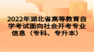 2022年湖北省高等教育自學考試面向社會開考專業(yè)信息（專科、專升本）