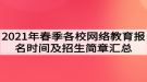 2021年春季各校網(wǎng)絡(luò)教育報名時間及招生簡章匯總