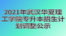 2021年武漢華夏理工學院專升本招生計劃調整公示