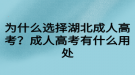 為什么選擇湖北成人高考？成人高考有什么用處