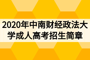 2020年中南財(cái)經(jīng)政法大學(xué)成人高考招生簡章