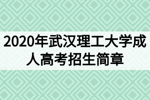 2020年武漢理工大學(xué)成人高考招生簡(jiǎn)章