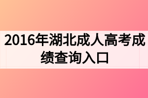 2016年湖北成人高考成績查詢