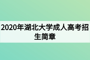 2020年湖北大學成人高考招生簡章