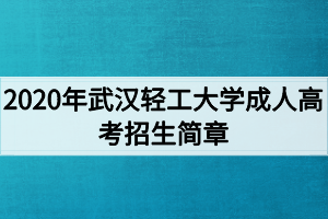 2020年武漢輕工大學(xué)成人高考招生簡章