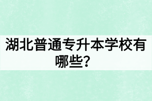 湖北普通專升本學(xué)校有哪些？