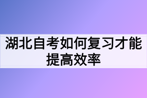 湖北自考如何復習才能提高效率