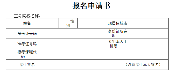 湖北國土資源職業(yè)學院自考報名申請書和赴考承諾書