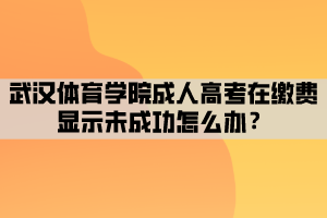 武漢體育學院成人高考在繳費顯示未成功怎么辦？