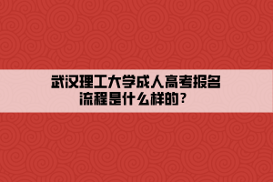 武漢理工大學(xué)成人高考報(bào)名流程是什么樣的？