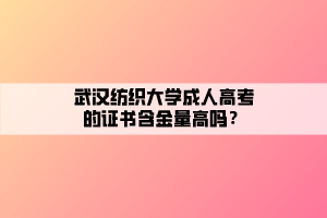 武漢紡織大學成人高考的證書含金量高嗎？