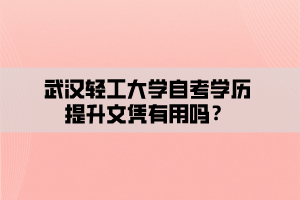 武漢輕工大學(xué)自考學(xué)歷提升文憑有用嗎？