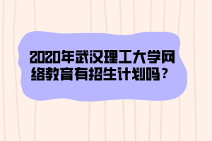 2020年武漢理工大學(xué)網(wǎng)絡(luò)教育有招生計(jì)劃嗎？