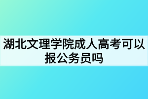 湖北文理學(xué)院成人高考可以報公務(wù)員嗎？