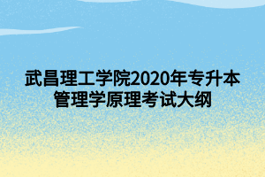 武昌理工學院2020年專升本管理學原理考試大綱