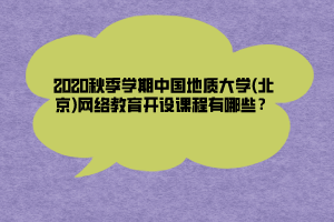 2020秋季學(xué)期中國(guó)地質(zhì)大學(xué)(北京)網(wǎng)絡(luò)教育開(kāi)設(shè)課程有哪些？