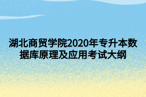 湖北商貿學院2020年專升本數(shù)據(jù)庫原理及應用考試大綱