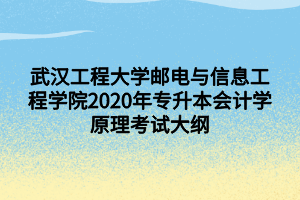 武漢工程大學郵電與信息工程學院2020年專升本會計學原理考試大綱