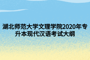 湖北師范大學(xué)文理學(xué)院2020年專升本現(xiàn)代漢語(yǔ)考試大綱