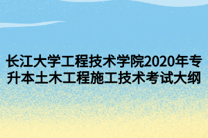 長(zhǎng)江大學(xué)工程技術(shù)學(xué)院2020年專升本土木工程施工技術(shù)考試大綱