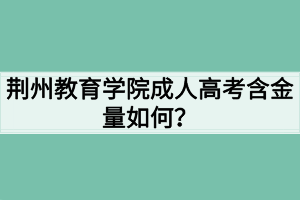 荊州教育學(xué)院成人高考含金量如何？