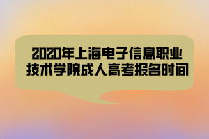 2020年上海電子信息職業(yè)技術(shù)學(xué)院成人高考報名時間