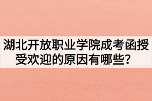 湖北開放職業(yè)學(xué)院成考函授受歡迎的原因有哪些？