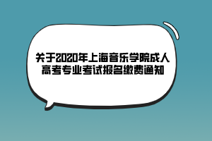 關于2020年上海音樂學院成人高考專業(yè)考試報名繳費通知