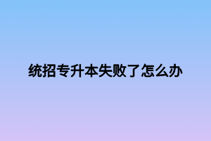 統(tǒng)招專升本失敗了怎么辦