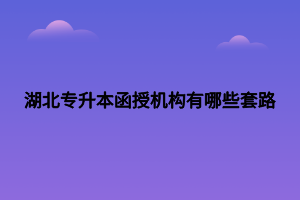 湖北專升本函授機構有哪些套路