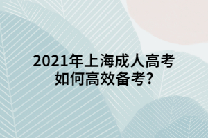 2021年上海成人高考如何高效備考