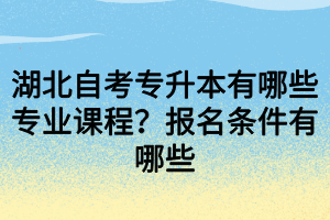 湖北自考專(zhuān)升本有哪些專(zhuān)業(yè)課程？報(bào)名條件有哪些