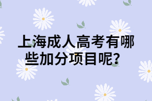 上海成人高考有哪些加分項目呢？