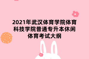 2021年武漢體育學(xué)院體育科技學(xué)院普通專升本休閑體育考試大綱