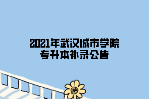 2021年武漢城市學(xué)院專升本補(bǔ)錄公告