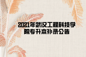 2021年武漢工程科技學(xué)院專升本補(bǔ)錄公告