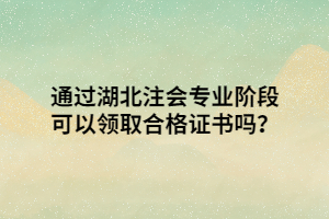 通過湖北注會專業(yè)階段可以領取合格證書嗎？