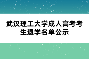 武漢理工大學(xué)成人高考考生退學(xué)名單公示