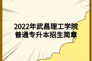 2022年武昌理工學院普通專升本招生簡章 (1)