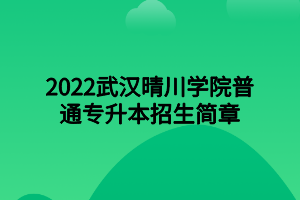 2022武漢晴川學院普通專升本招生簡章