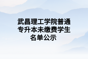 武昌理工學(xué)院普通專(zhuān)升本未繳費(fèi)學(xué)生名單公示