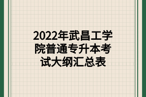 2022年武昌工學(xué)院普通專升本考試大綱匯總表