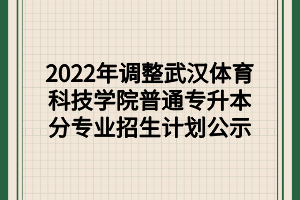 2022年調整武漢體育科技學院普通專升本分專業(yè)招生計劃公示