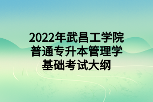 2022年武昌工學院普通專升本管理學基礎考試大綱