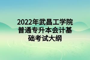 2022年武昌工學(xué)院普通專升本會(huì)計(jì)基礎(chǔ)考試大綱