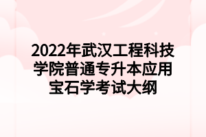 2022年武漢工程科技學院普通專升本應用寶石學考試大綱