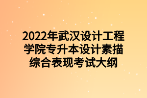 2022年武漢設(shè)計(jì)工程學(xué)院專升本設(shè)計(jì)素描綜合表現(xiàn)考試大綱