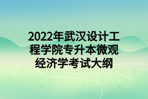 2022年武漢設計工程學院專升本微觀經(jīng)濟學考試大綱