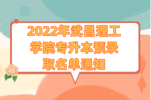 2022年武昌理工學(xué)院專升本預(yù)錄取名單通知