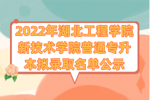 2022年湖北工程學院新技術(shù)學院普通專升本擬錄取名單公示